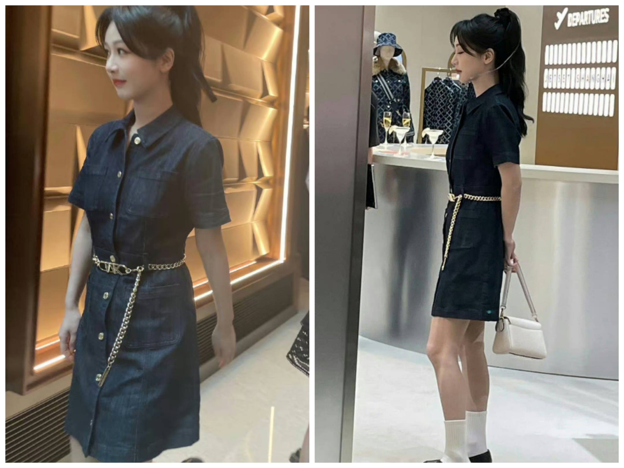 杨紫牛仔裙高马尾造型活动生图路透来了,说实话生图比精修更好看_侵权