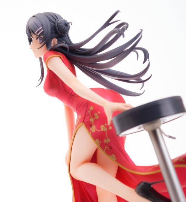 兔女郎学姐樱岛麻衣旗袍手办样品少了灵魂级的袜子也不影响骗氪_超