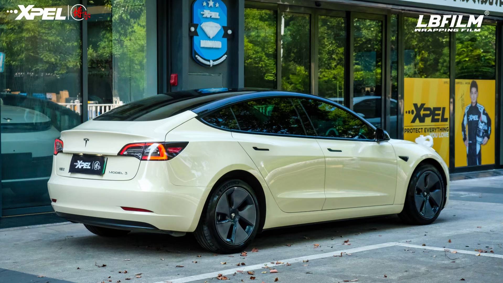 特斯拉model3-lb改色膜高亮卡其米兰,每个女生都爱的色系_搜狐汽车