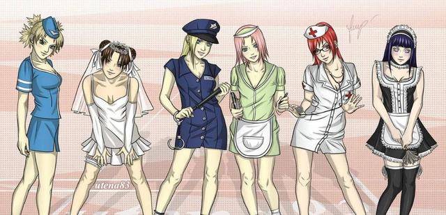 天天,井野,小樱,香磷和雏田,也都是大美女,而香磷的护士装也是美如画