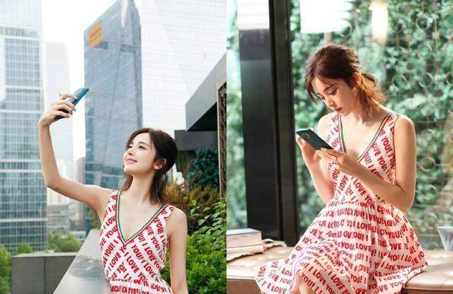 自拍的古力娜扎穿iloveyou红色印花裙,美到令人窒息,网友:臭美_造型