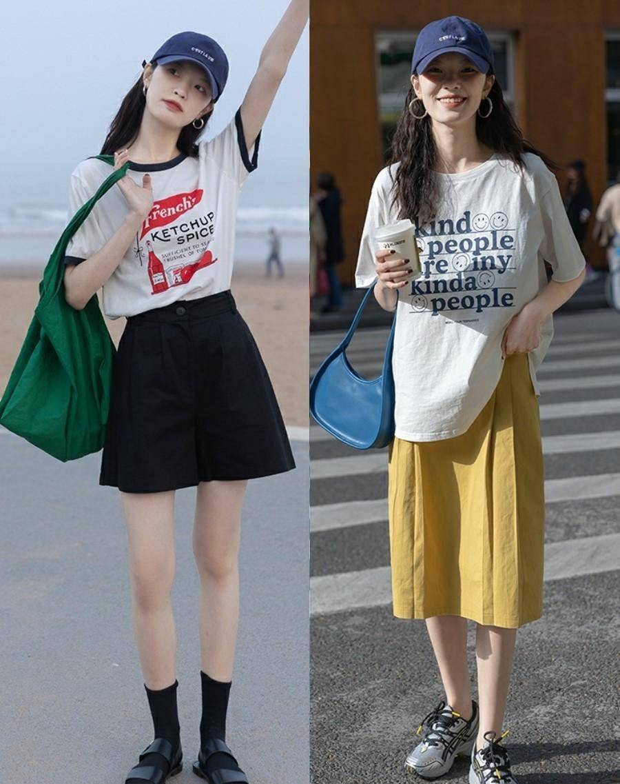 夏天怎么穿t恤才好看?时尚可以在"底"上下功夫,让自己显瘦显白