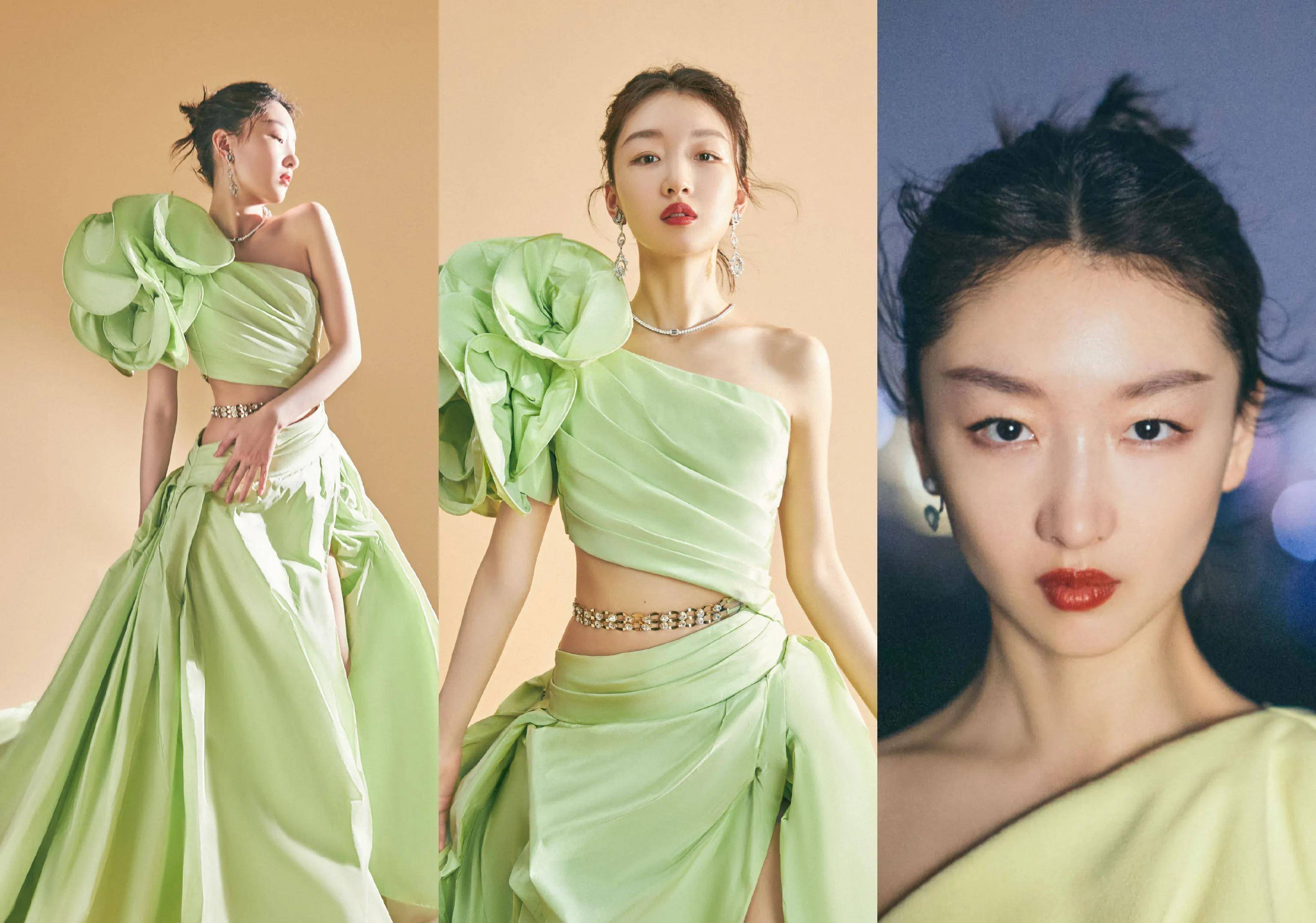 张艺谋"爱将"周冬雨连走三次红毯,实力c位羡煞旁人,腰线太绝_茉莉