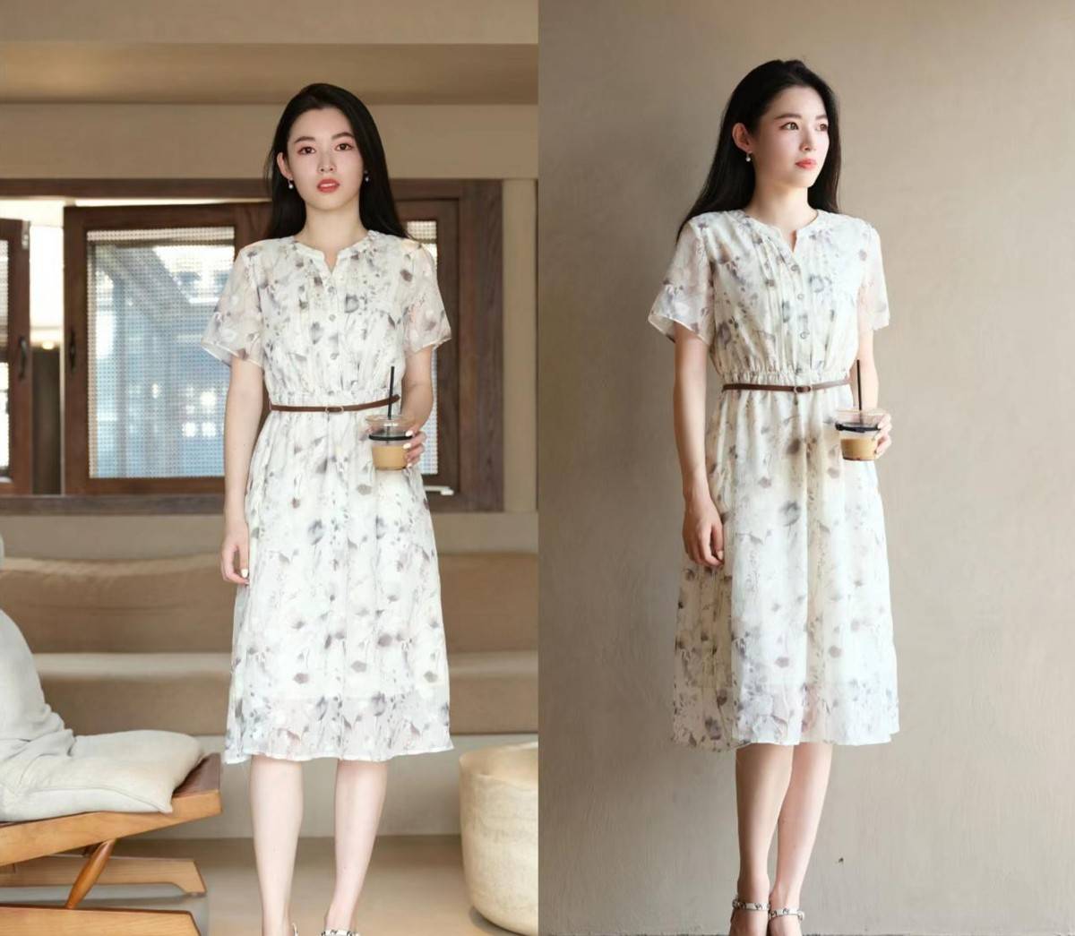 夏天一定要穿一次浅色印花连衣裙,温柔又显气质,真的很好看