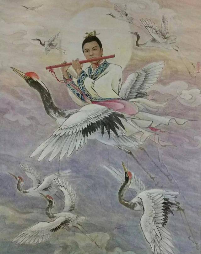 比较出名的是《列仙传》中王子乔乘鹤的故事:"乘白鹤驻山头,望之不得