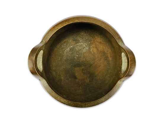 黄铜鎏金 过桥耳素面三足炉_宣德炉_香炉_色泽