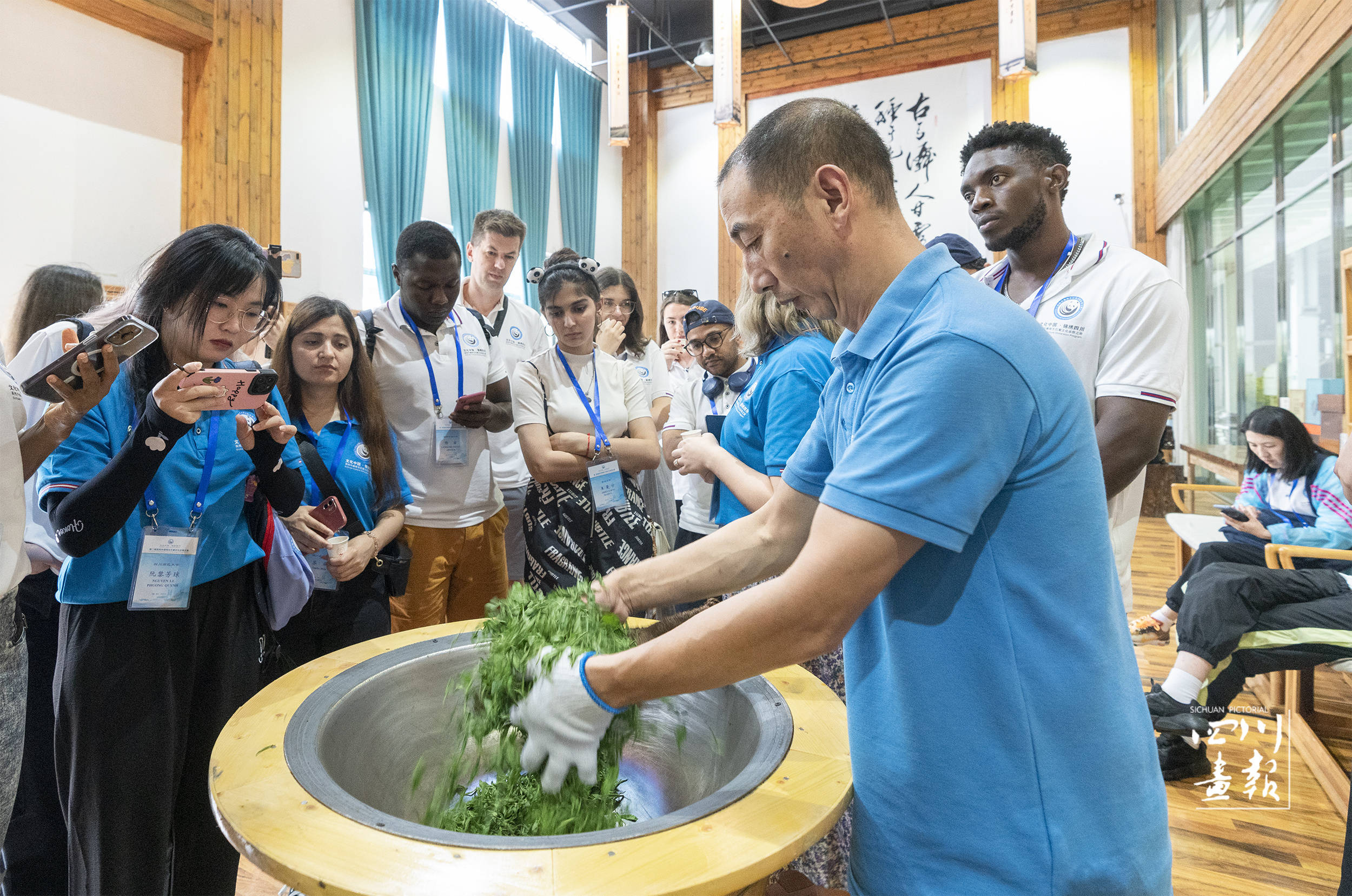 47名高校外籍师生炒茶品茶 体验四川茶文化_雅安_蒙顶山_茶叶