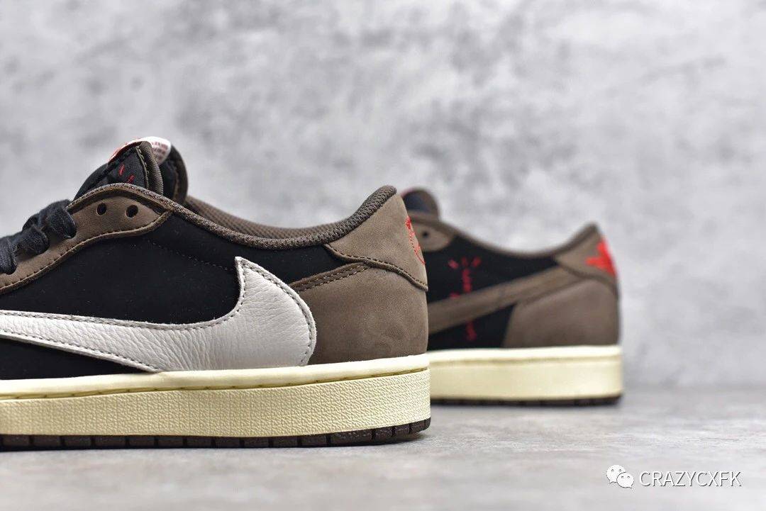 乔丹联名 travis scott x air jordan 1 low 棕色麂皮鬼脸倒钩低帮