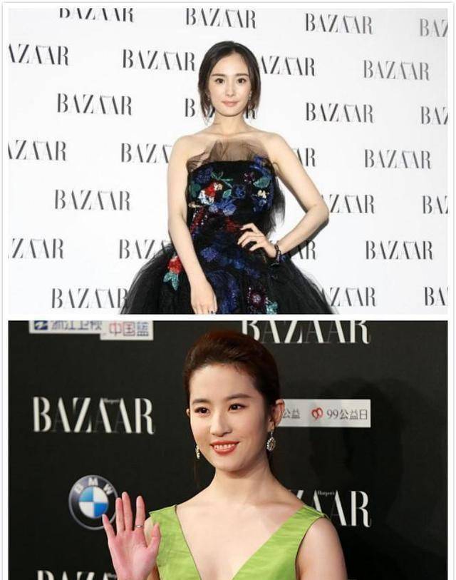 刘亦菲这裙子杨幂都害怕,合照的时候也要蹲下,真是太抢镜了_颜色_黑色