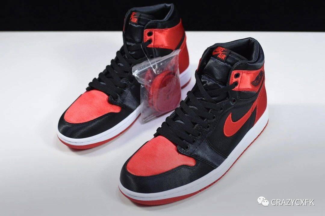 乔丹air jordan aj1 retro high satin bred 黑红禁穿丝绸篮球鞋