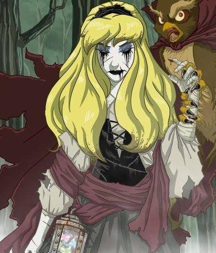 暗黑风迪士尼公主,仙蒂公主吃掉南瓜车,白雪公主像傀儡师_风格_爱丽丝