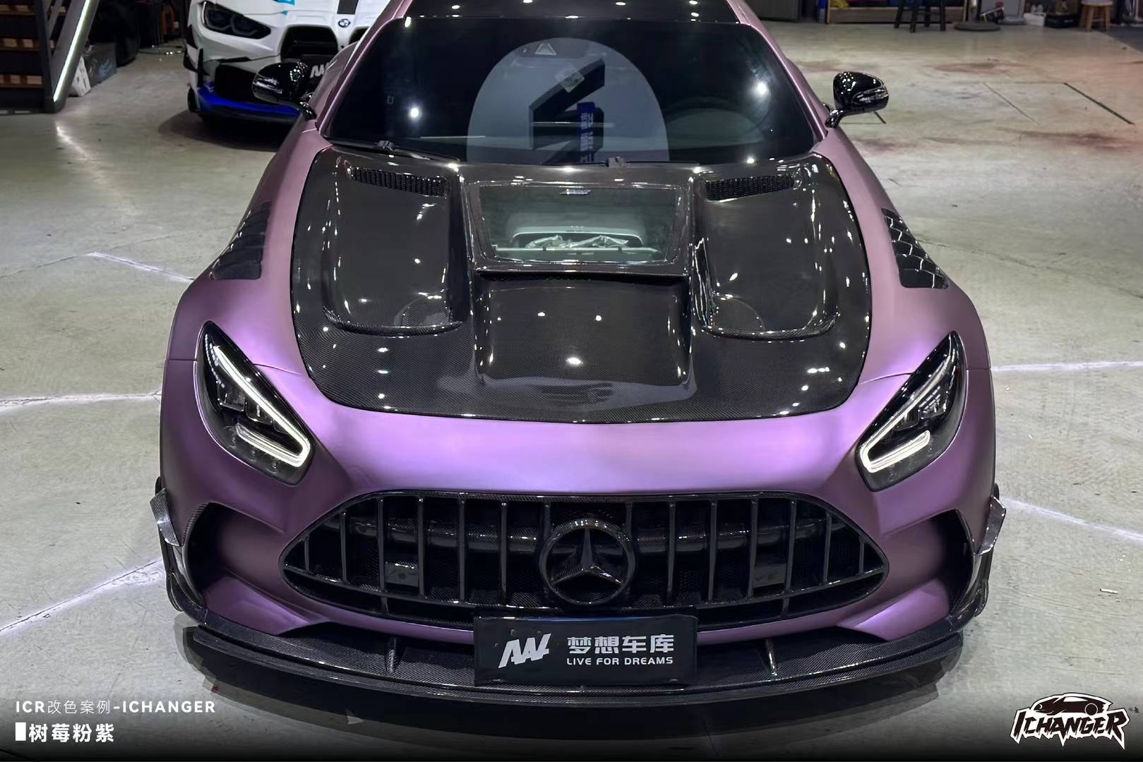 奔驰amggt-ichanger改色膜树莓粉紫,又甜又酷_搜狐汽车_搜狐网