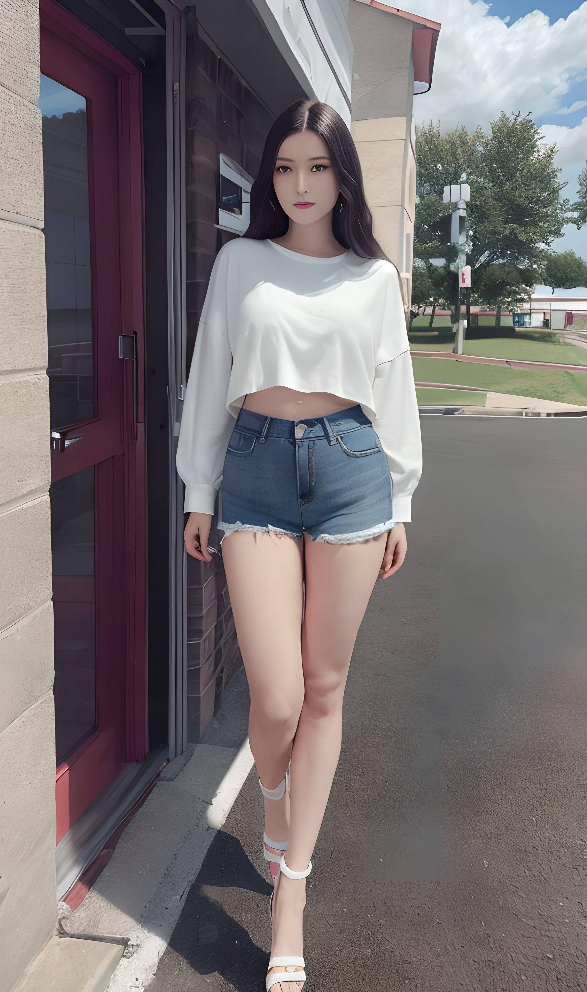 性感人工智能女神:修身优雅的牛仔裙