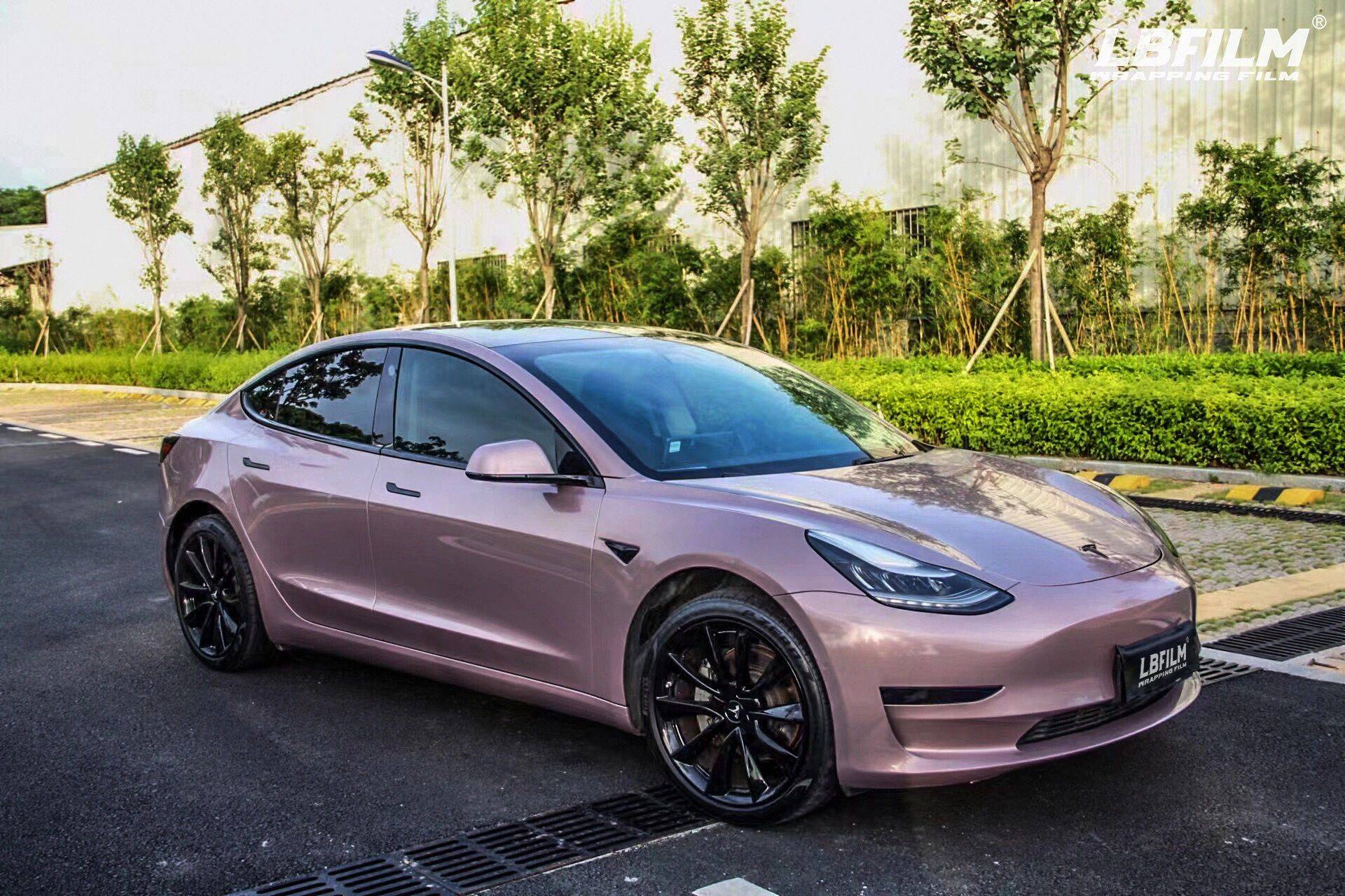 特斯拉lb改色膜冰莓粉,又甜又飒的_女孩_颜色_粉色