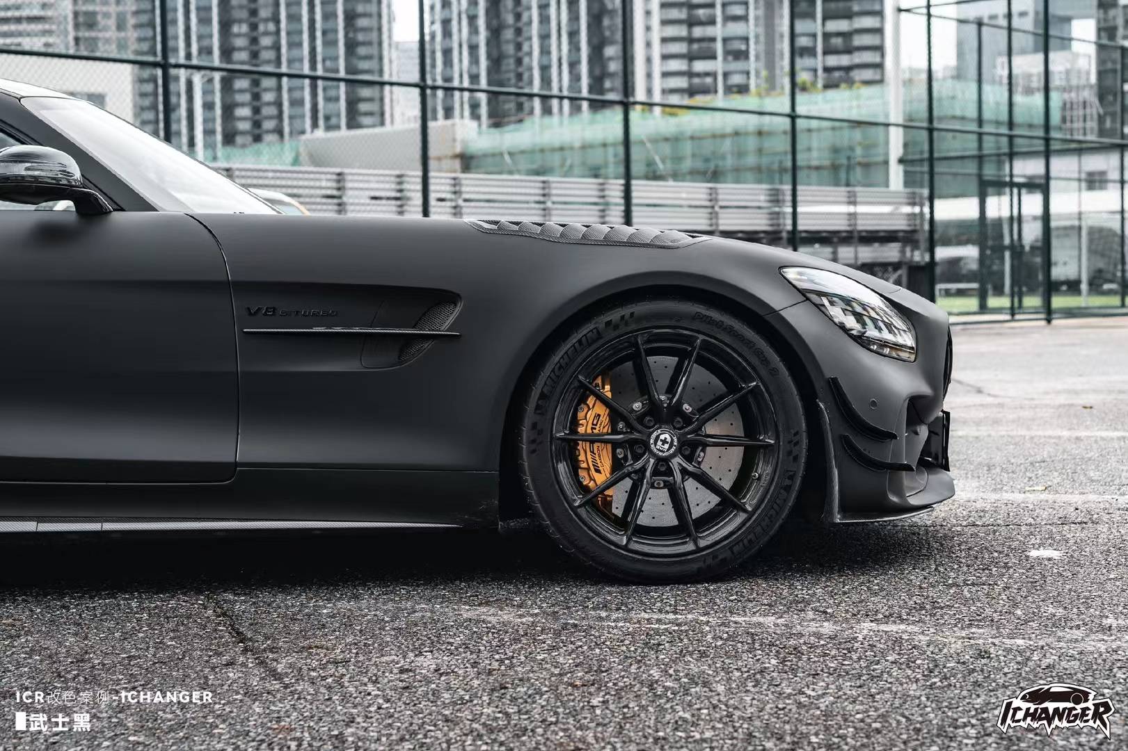 奔驰amg gtr-icr改色膜战斗黑,这款磨砂黑很有感觉