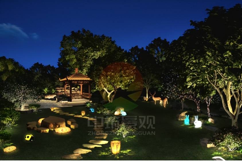 小区园林灯光亮化设计夜景?