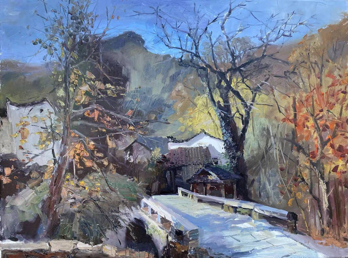 一地落叶缠绵,深秋的浓墨重彩在光影中斑驳