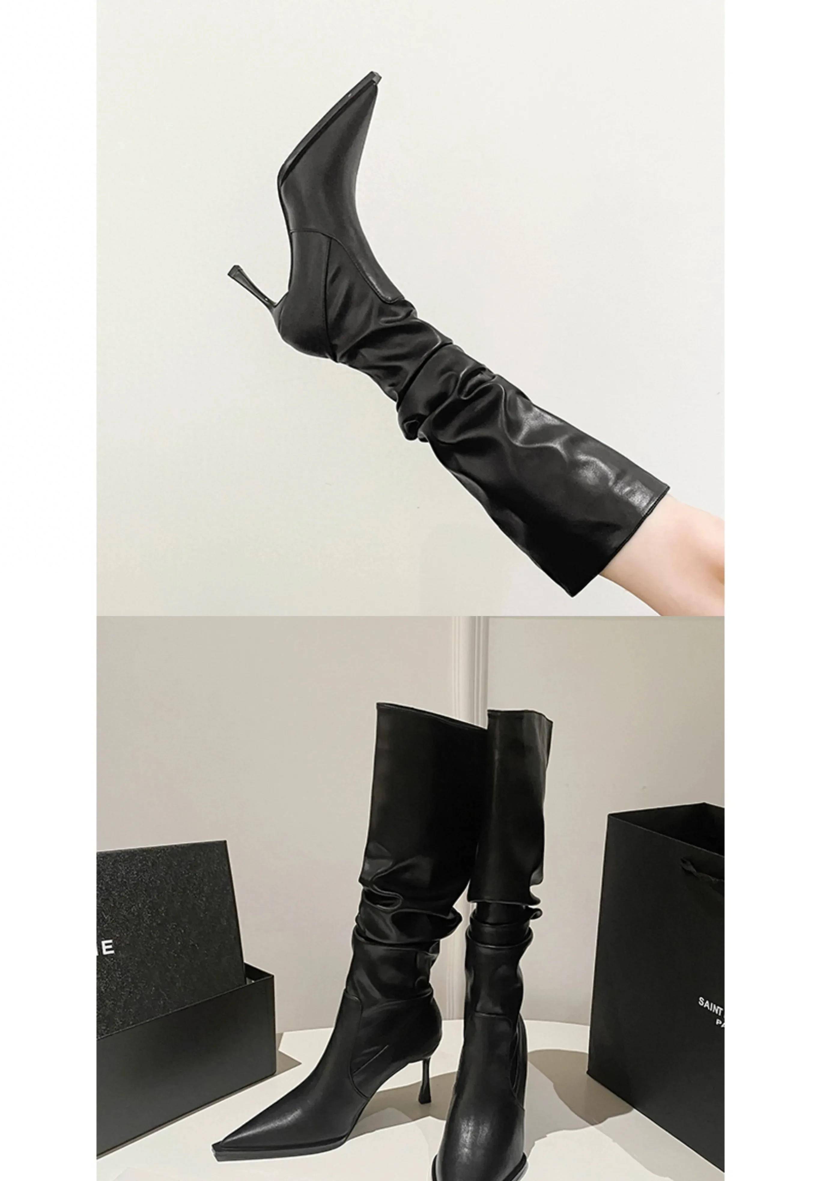 选择一双及膝靴可以有效挽救我的短腿_靴子_黑色_女性