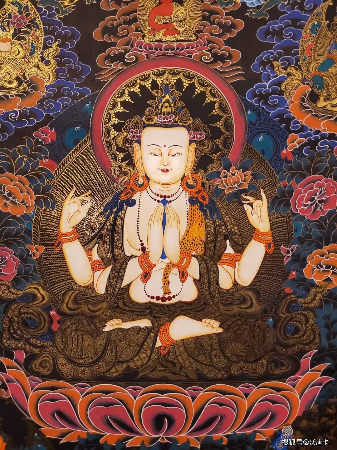 接下来请朋友们欣赏一组编号为153-793752的四臂观音唐卡:药师佛并非