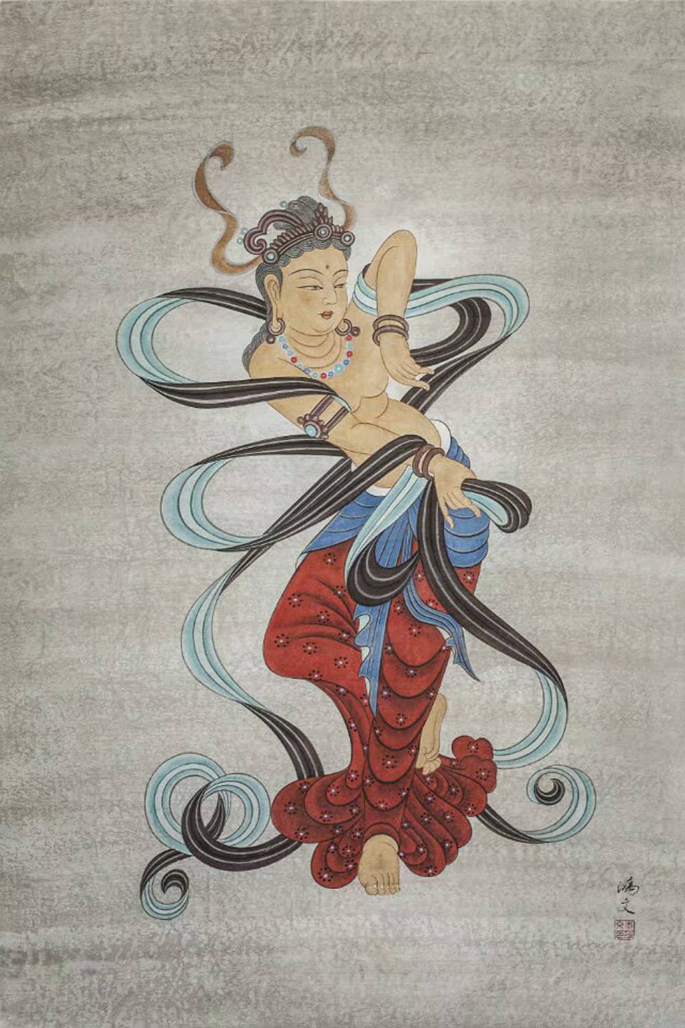 欣赏李鸿文画作,看画作中舒展的姿态,愿忧伤随墨香