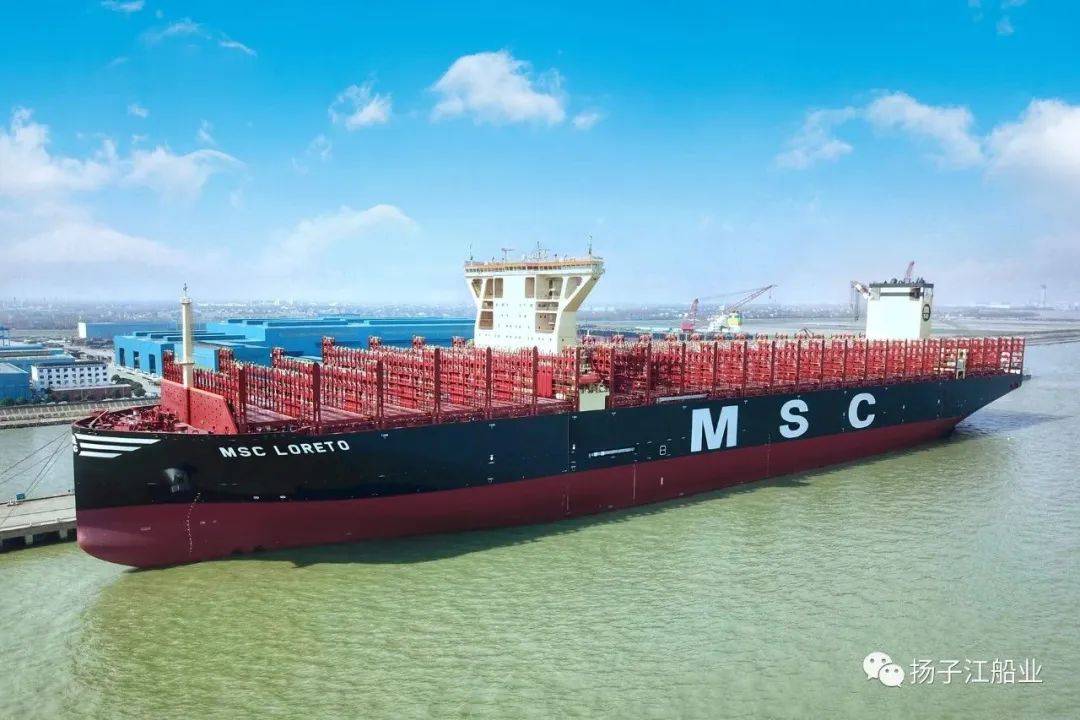 扬子江船业集团建造的第六艘24000teu超大型集装箱船"msc micol"轮