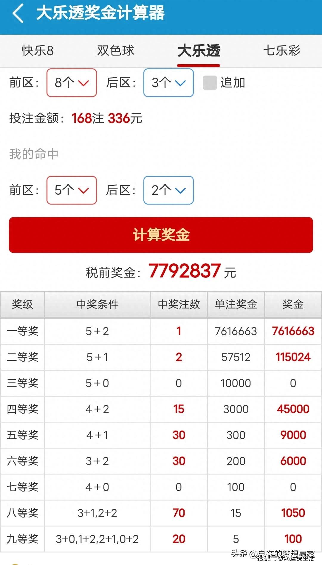 大乐透复式价格计算器