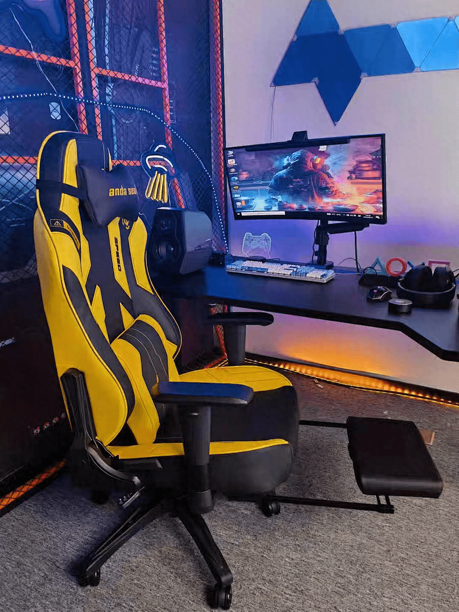 沉浸式电竞房布置|andaseat安德斯特夜间氛围感桌搭!_游戏_玩家_赛博