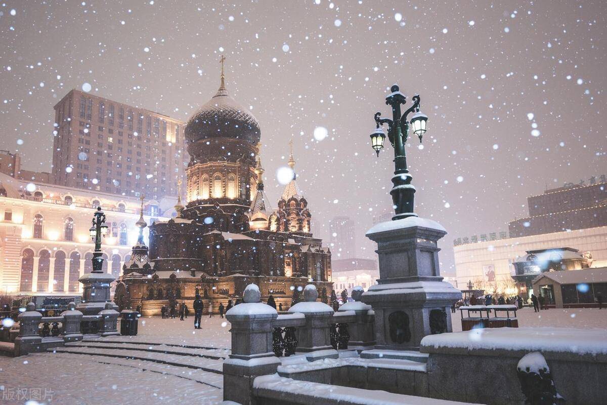 哈尔滨雪景图图片