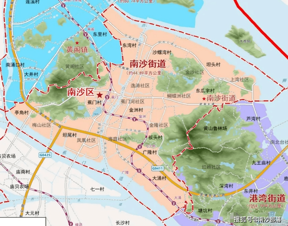 龙穴等3个街道变为辖南沙,港湾,珠江,龙穴等4个街道;所辖镇仍为东涌