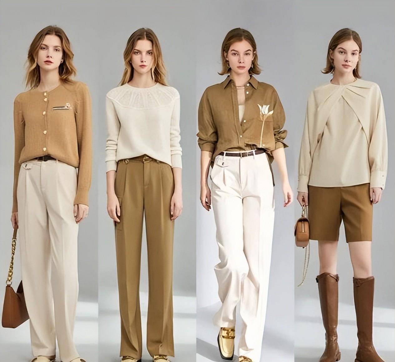 杏色和棕色都是暖色调,色块看起来比较暗,很容易成为米色风格中的深色