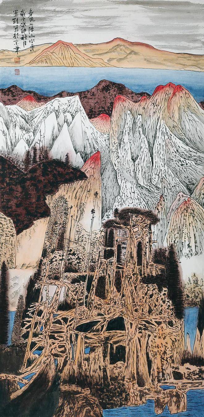 画家王军刚:海上生明月,彩绘山河间_作品_山水画_色彩