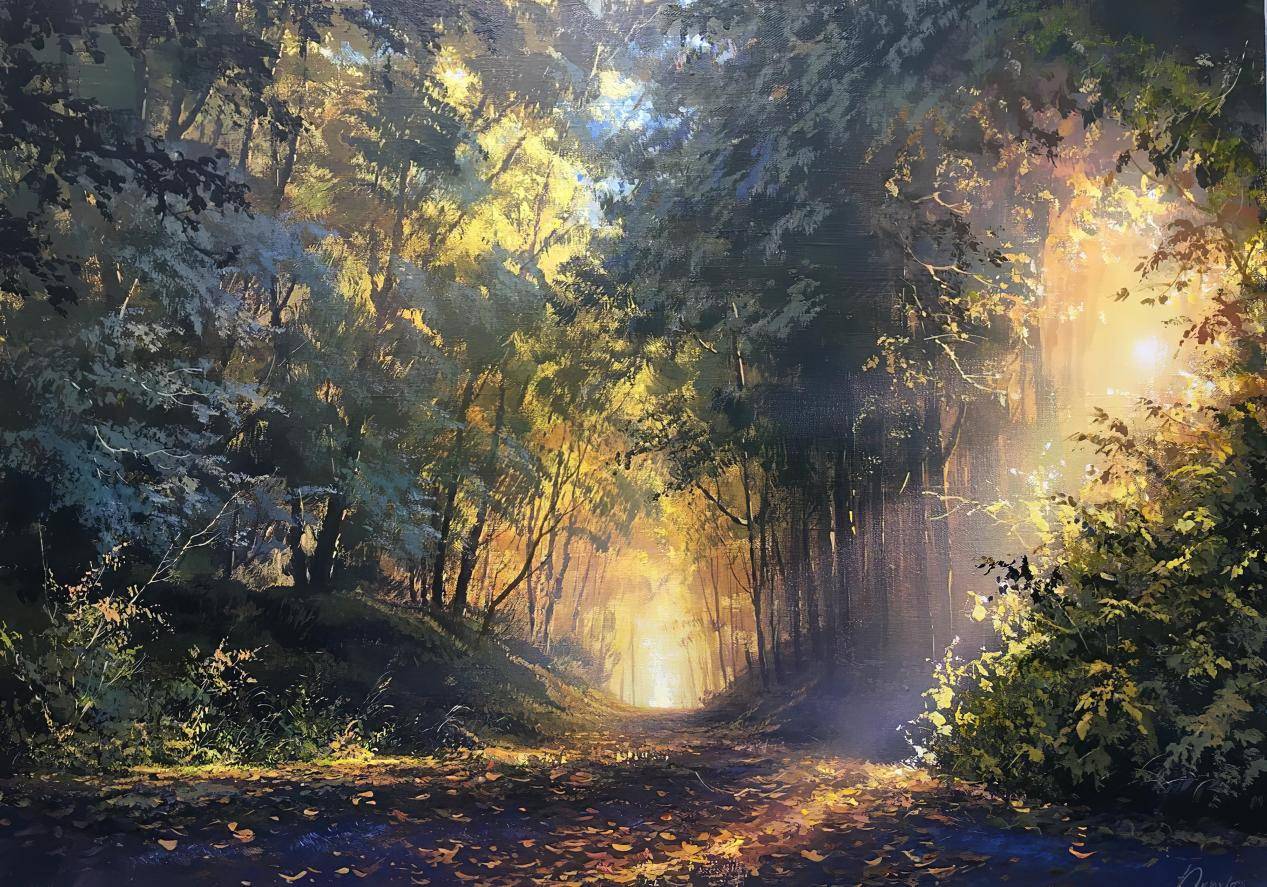 领略光影大师维克多的丙烯风景画,珍藏转发,素材!