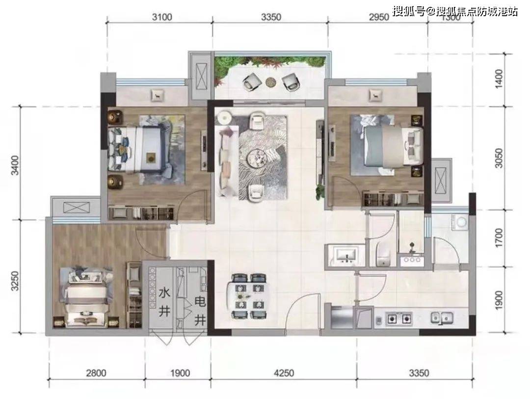 顾问一对一对接丨享受额外内部95㎡三房户型图◆泷景花园售楼处电话