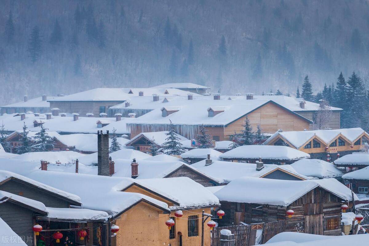 黑龙江农村雪景图片