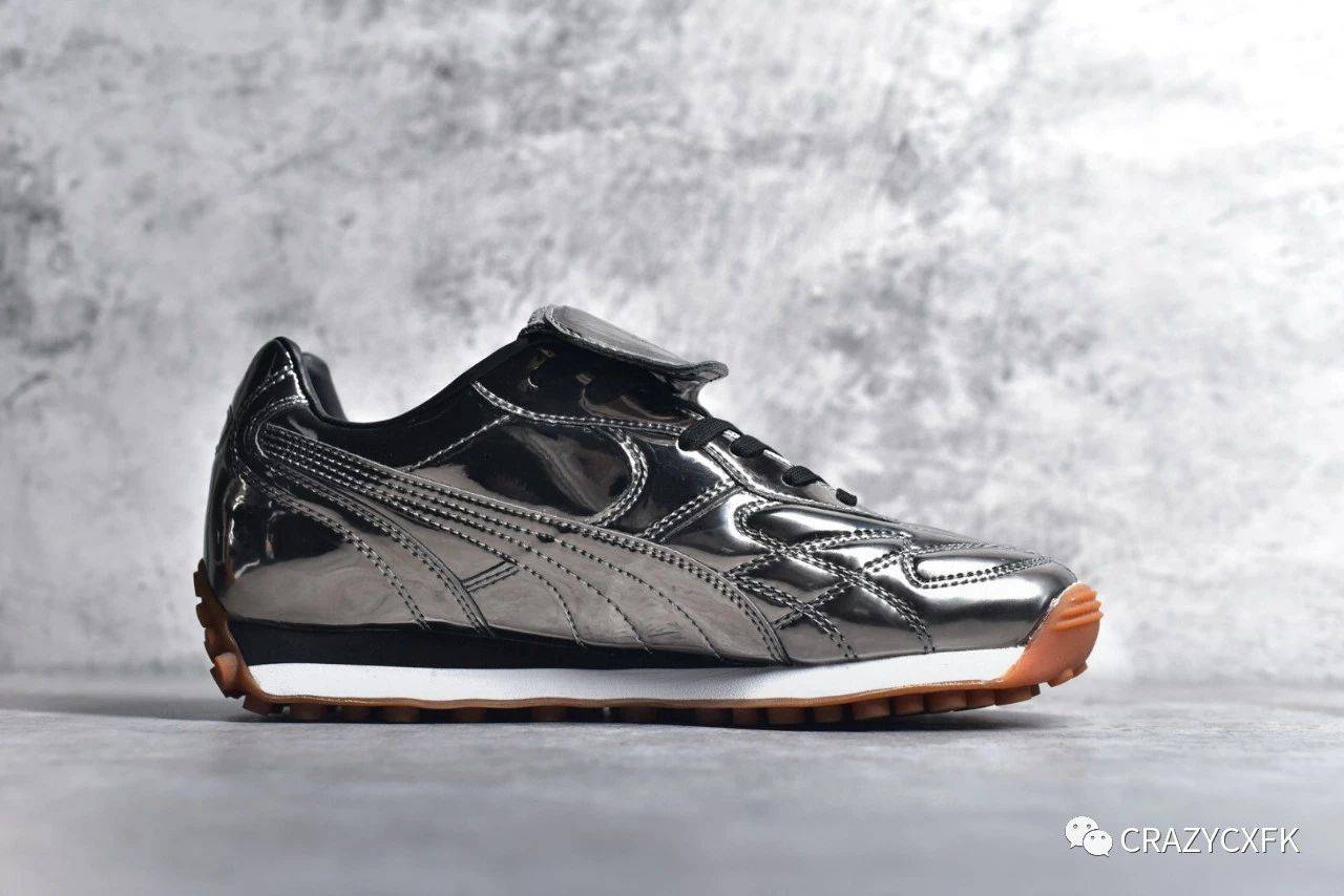 彪马puma avanti x fenty 液态银奶咖黑长鞋舌运动鞋_皮革_字样_跑道