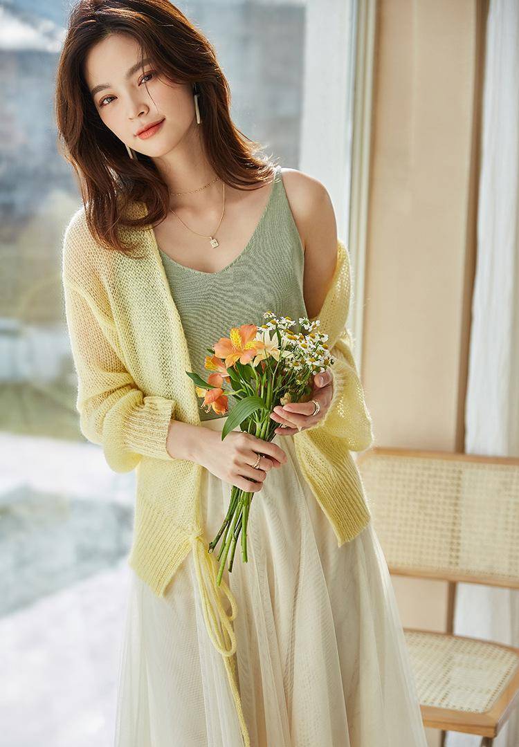 软糯的马海毛开衫,配吊带裙,纱裙都美美哒_目的_漂亮_意见