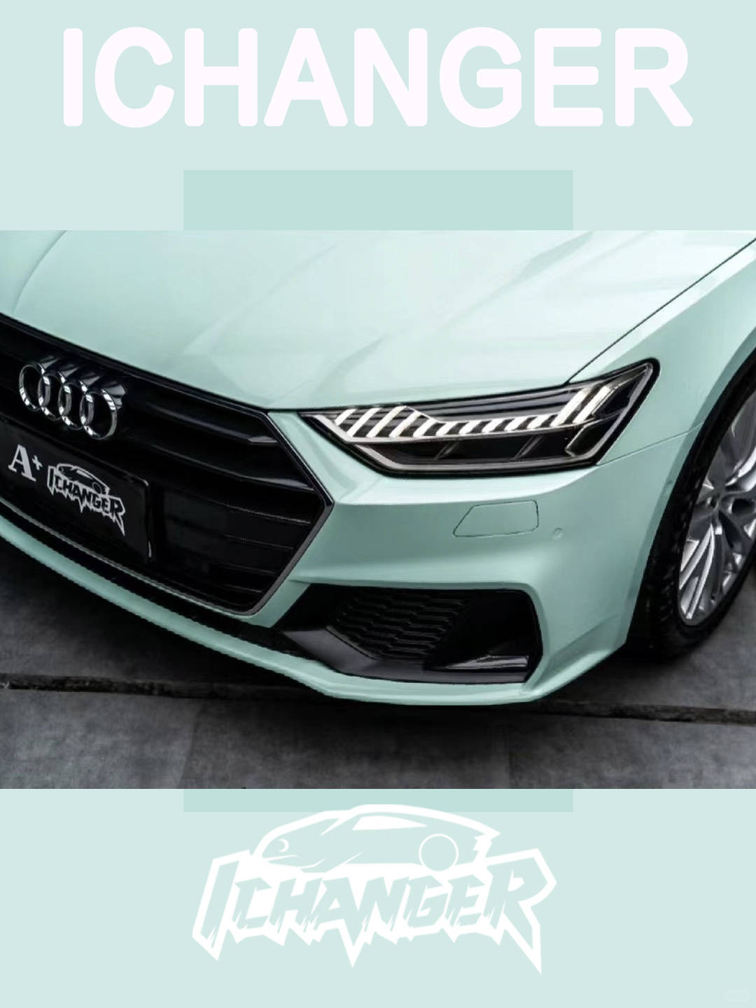 奥迪a7icr改色膜奶油薄荷绿一种清新的象征