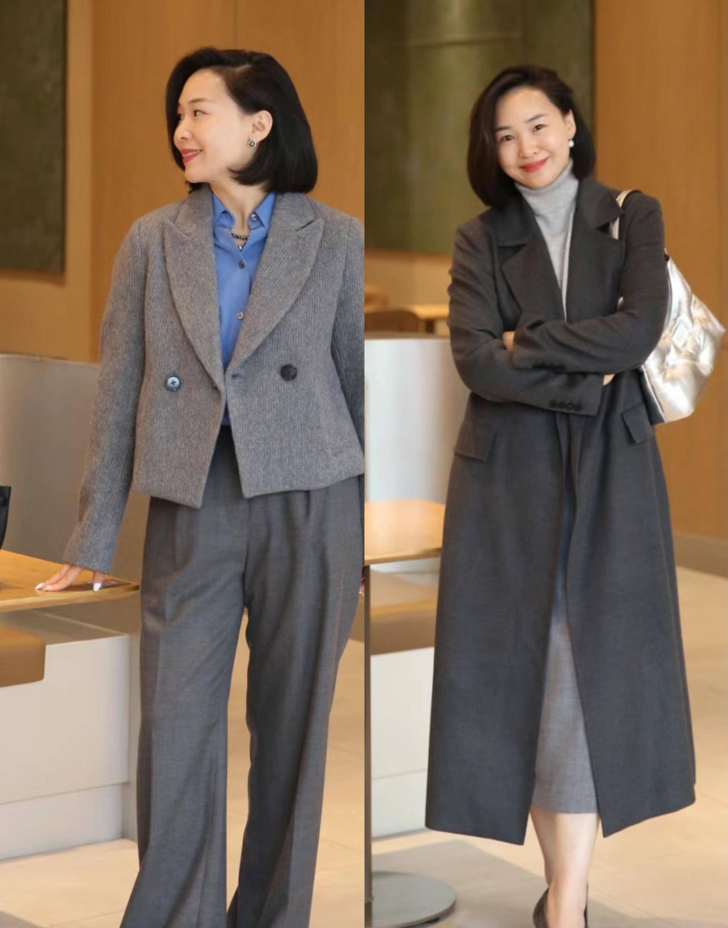 40岁梨形身材看过来,修饰体型又显气质的穿搭,太适合通勤上班了_外套