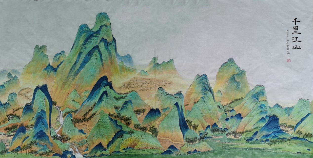 此画源于春晚播出以北宋王希孟所作的《千百江山图》为主题的央视节目