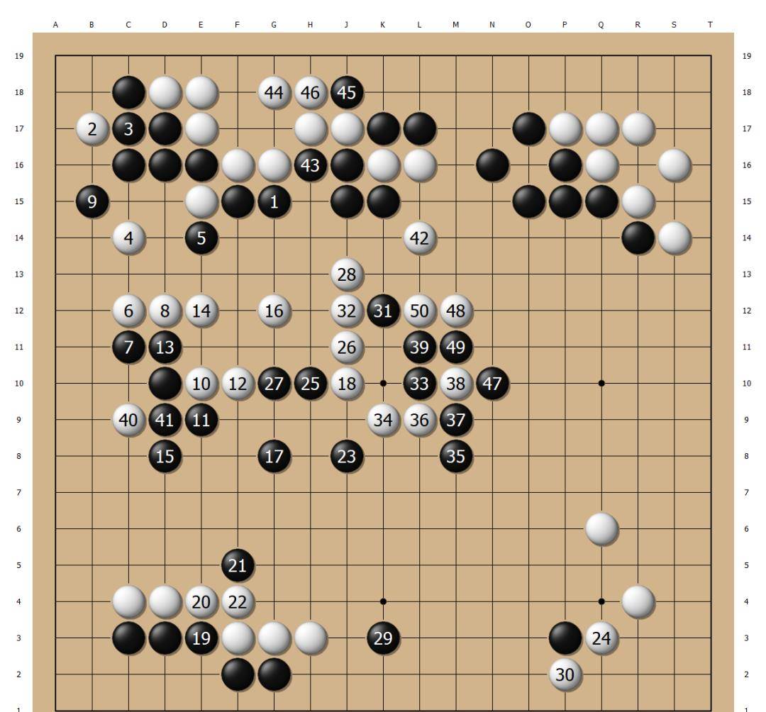 白30虎是大招,黑31在左侧打开阵型.