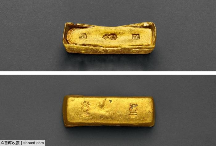诚轩:乾隆元记十两金锭70万 一版币牧马94万_清代_包浆_山东