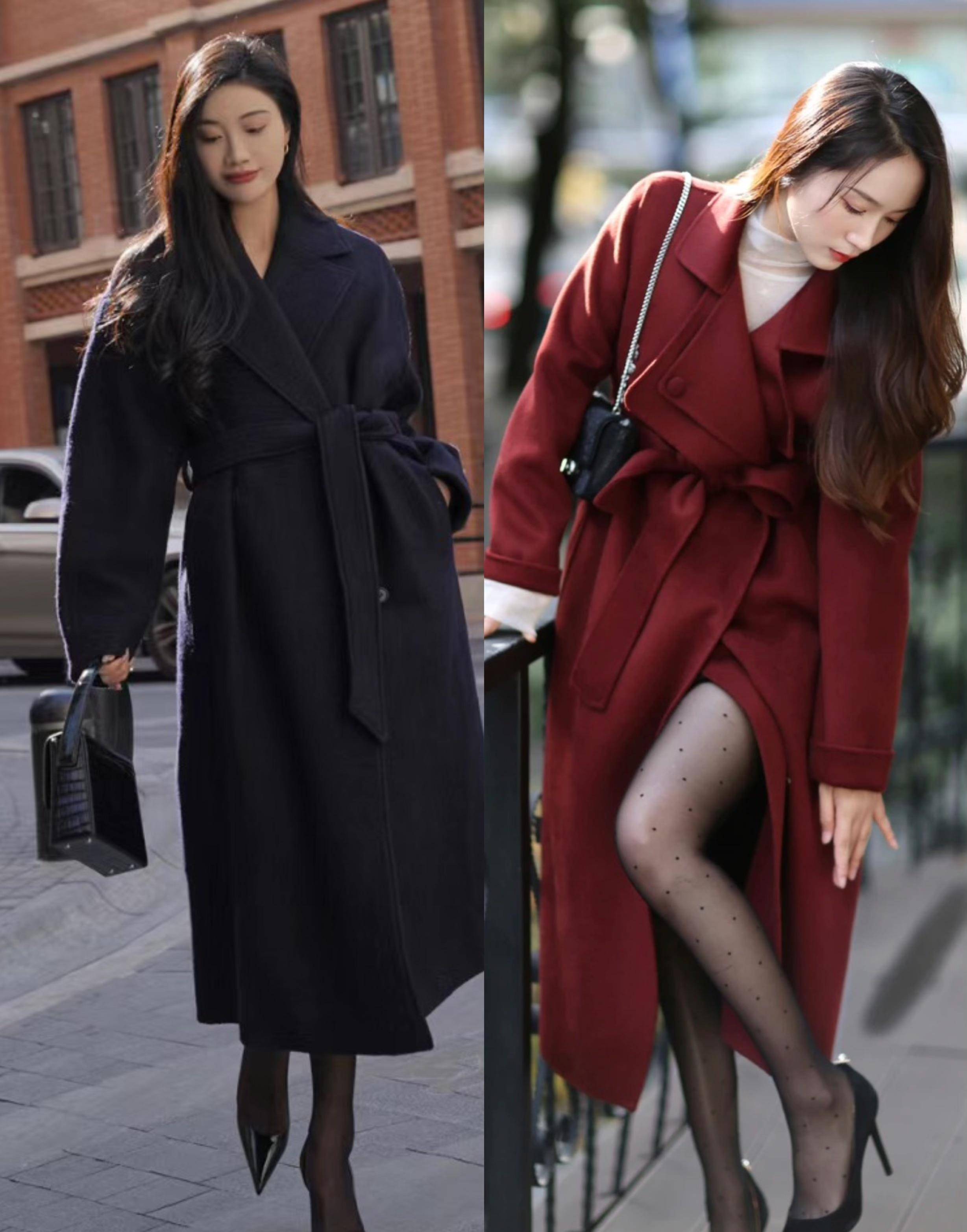 秋天有一种流行穿搭叫"大衣 黑丝袜",时尚奢华又不俗气!