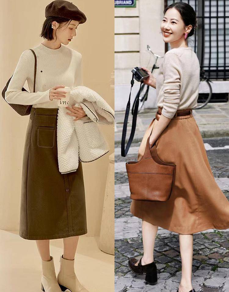 秋季穿驼色"半裙"的小窍门,学会这四件事,轻松变美,显气质_时尚_上衣