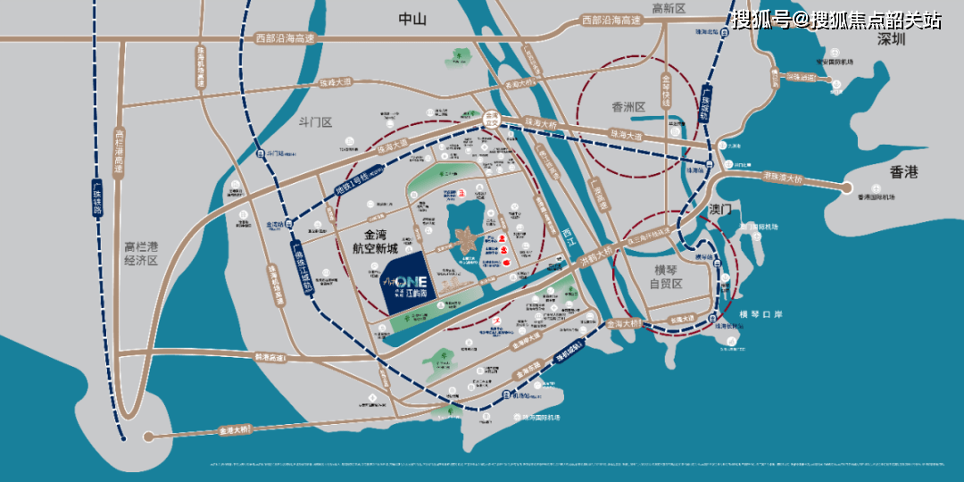 卓越·旭輝江嶼海區位圖圍繞航空新城,擁有三橋(珠海大橋,港珠澳