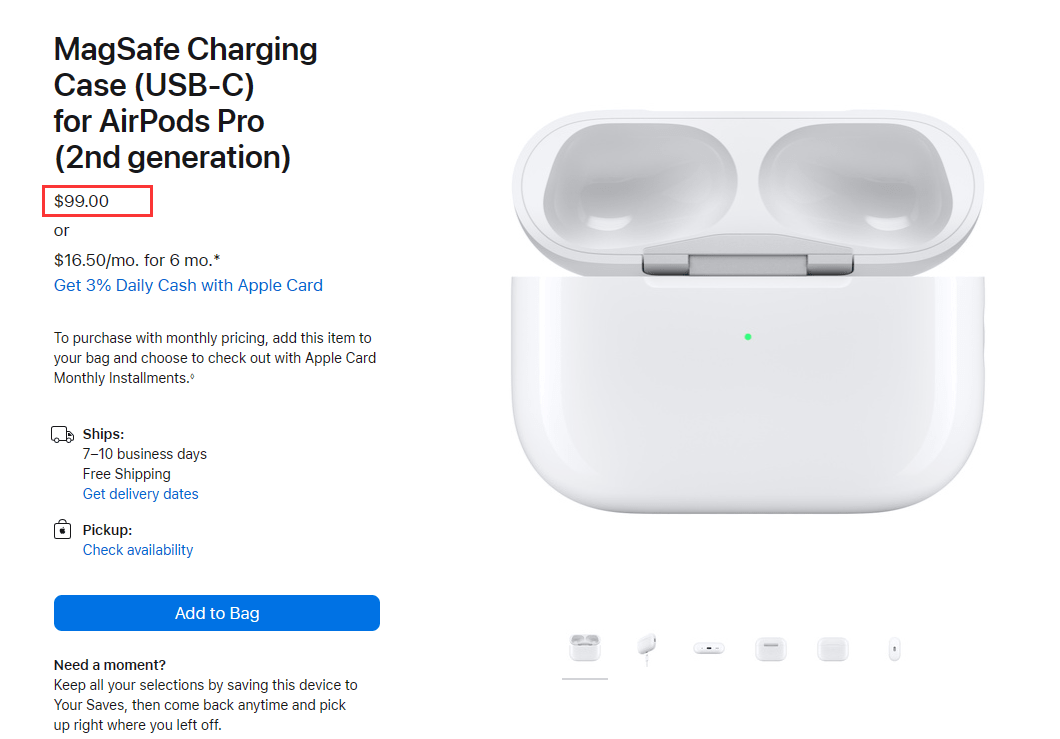 苹果上架AirPods Pro2（USB-C）充电盒！_手机搜狐网