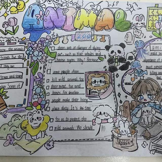 在英语阅读手抄报的制作中,孩子们发挥了超高的绘画水平,瞧!