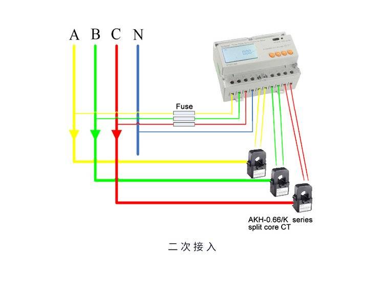 次接入三相導軌式多功能電能表 ul認證 經互感器接入_平臺_系統_監控