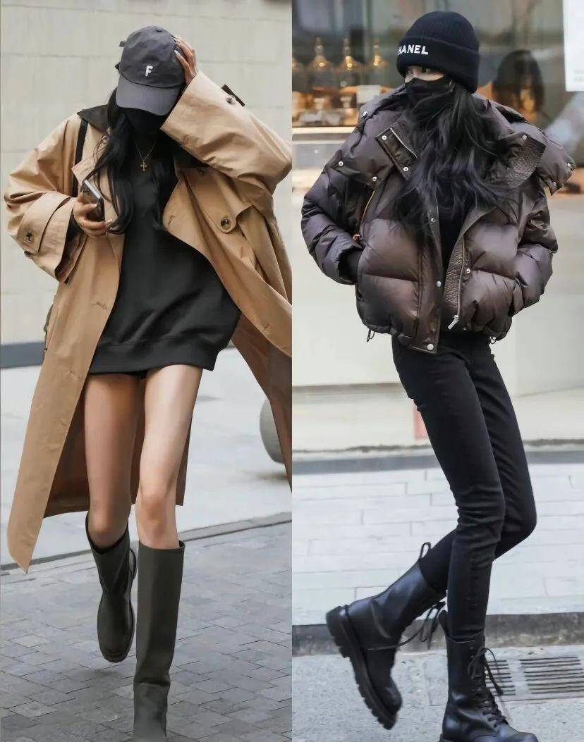 张小斐街拍"上松下紧"好显腿细,今年冬天这样穿,时髦又显瘦_上衣_紧身