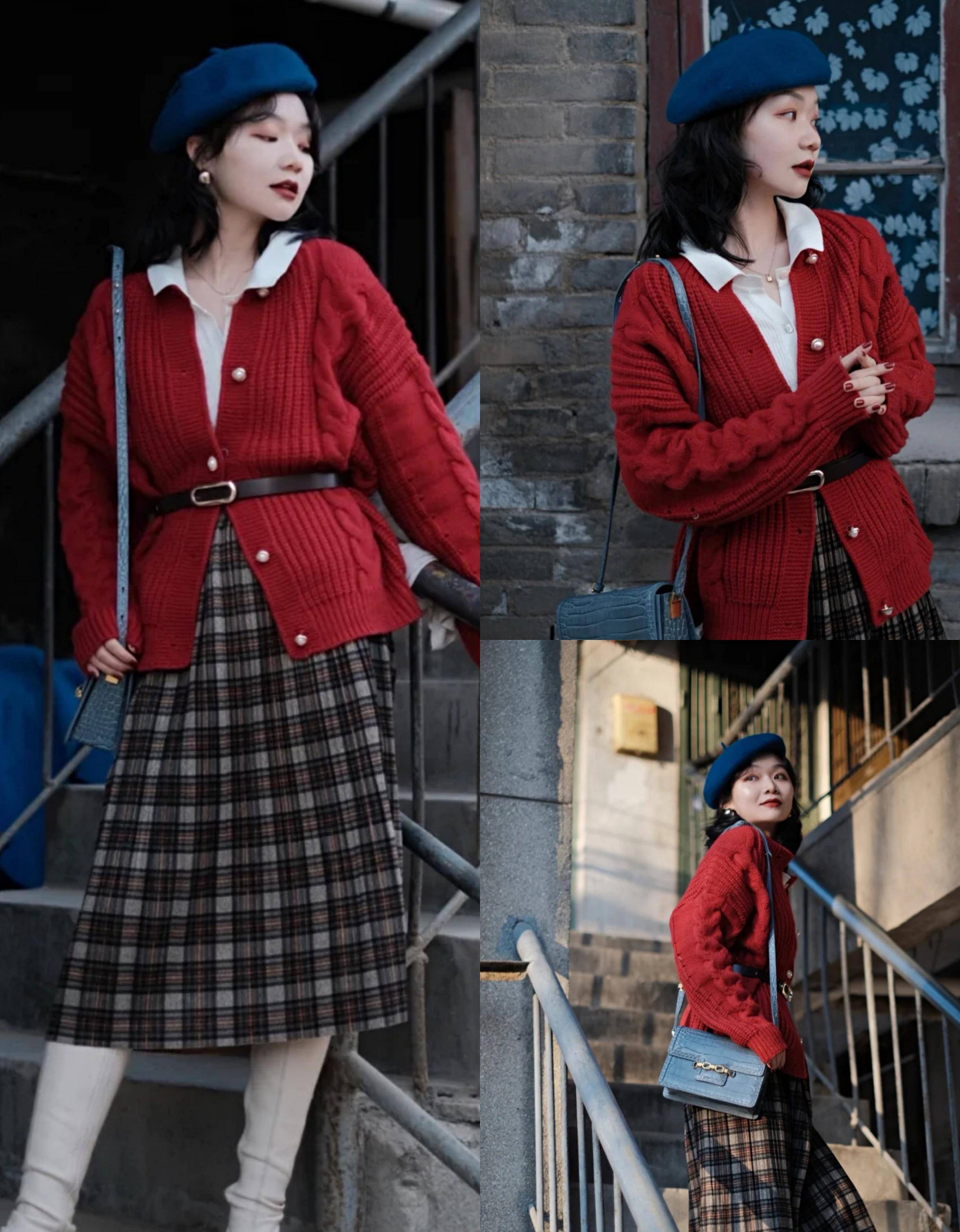 2022年照着这样穿"红色",美到姐妹不敢认_一身_毛衣_颜色