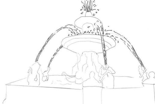 画不会画喷泉,视界手把手教你,简单易学,快来临摹学习_形态_水景_结构